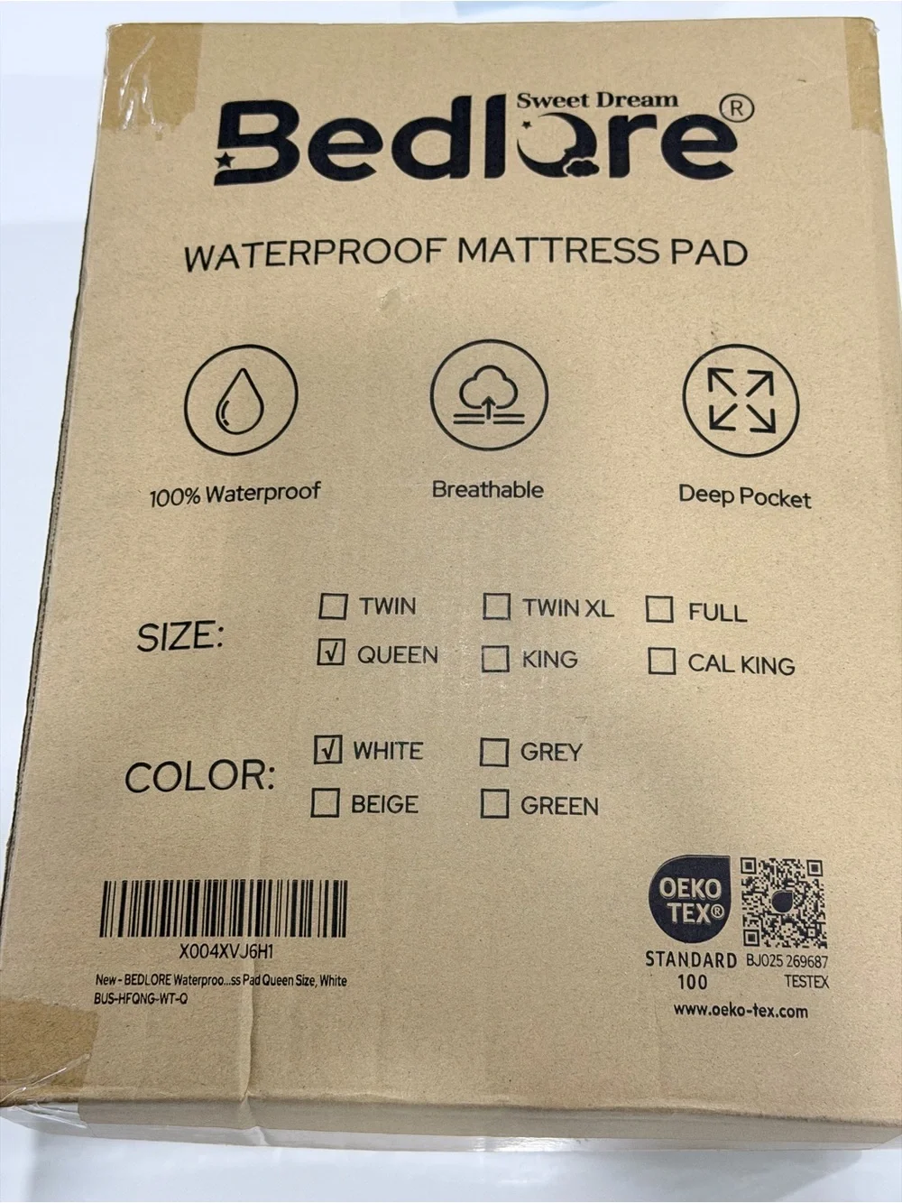 Bedlore White Mattress Pad (Queen Size)